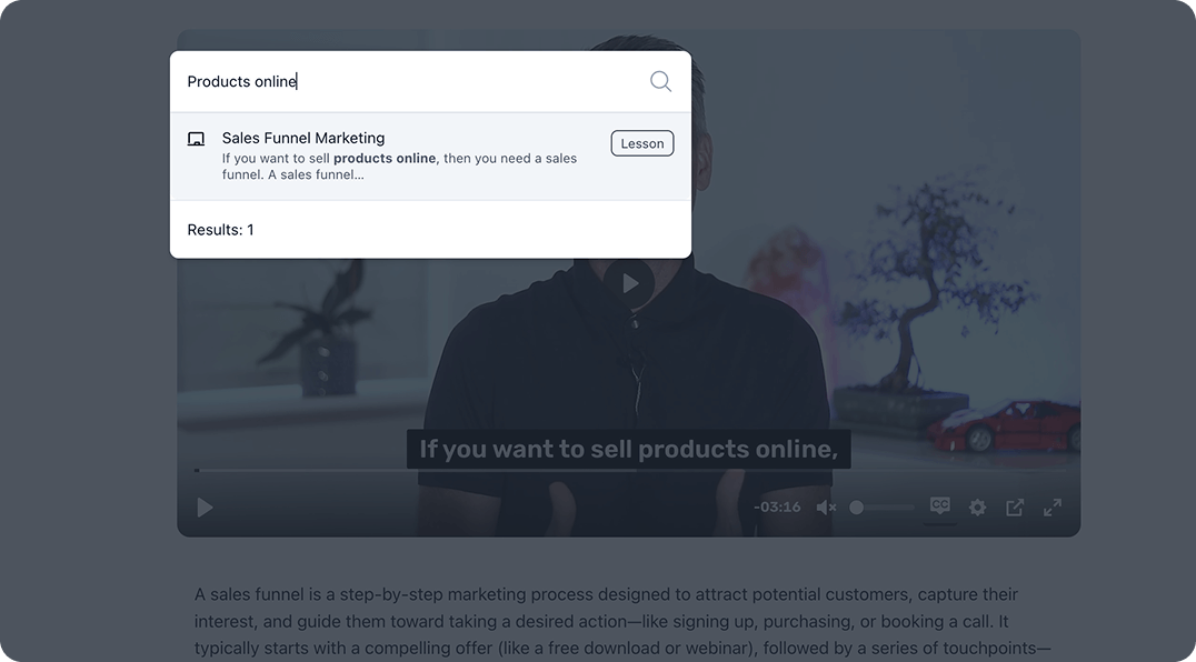 Search Course Video Library