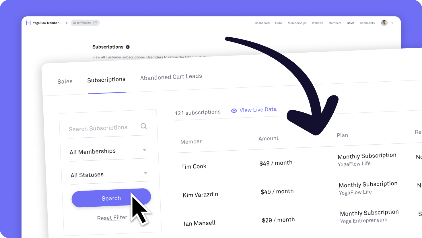 Membership Subscription Screen
