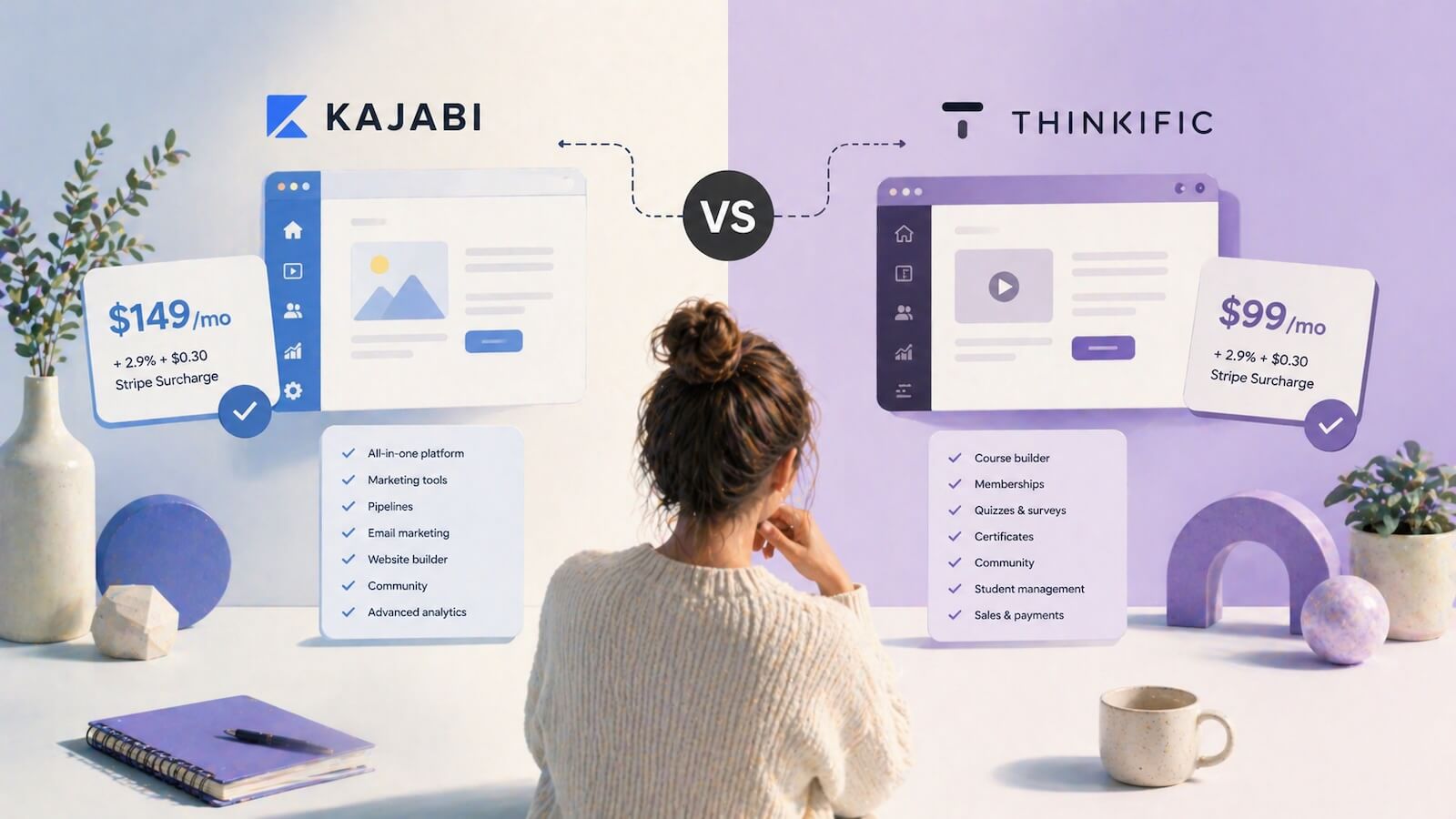 Kajabi vs Thinkific (2026): Real Costs & Best Pick
