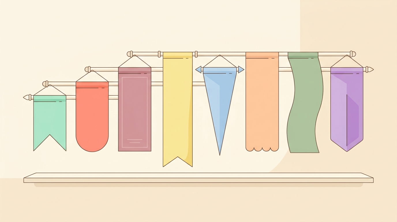 Eight pastel banner flags representing the best membership website builders compared side by side