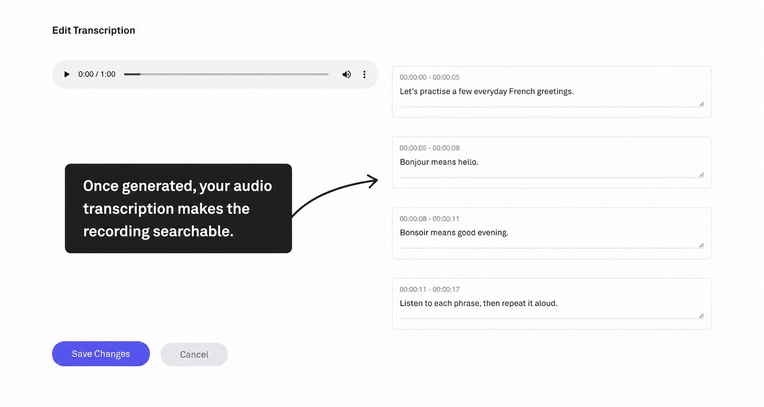 Searchable Audio Transcription